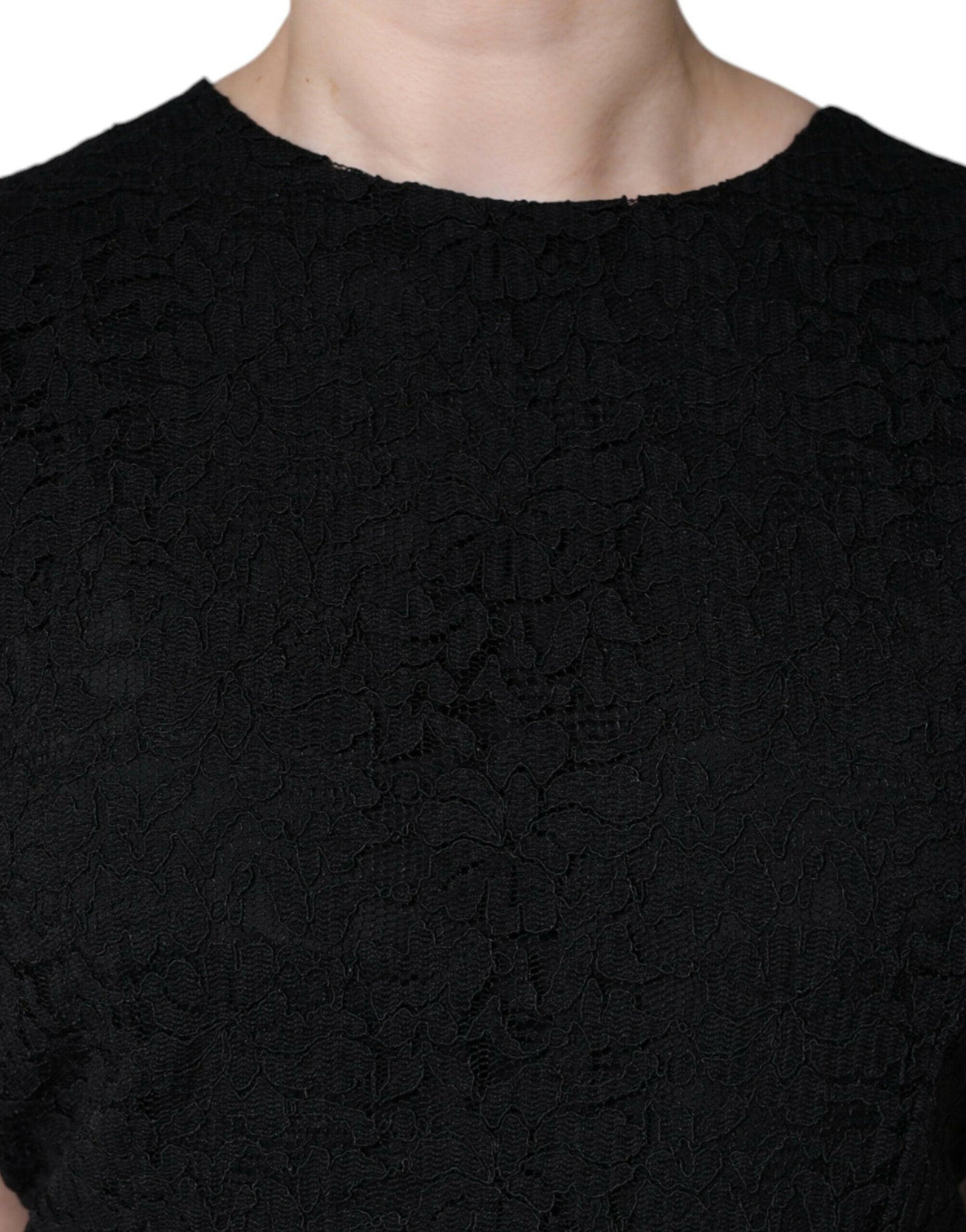 Dolce &amp; Gabbana – Knielanges Etuikleid aus schwarzer Baumwolle