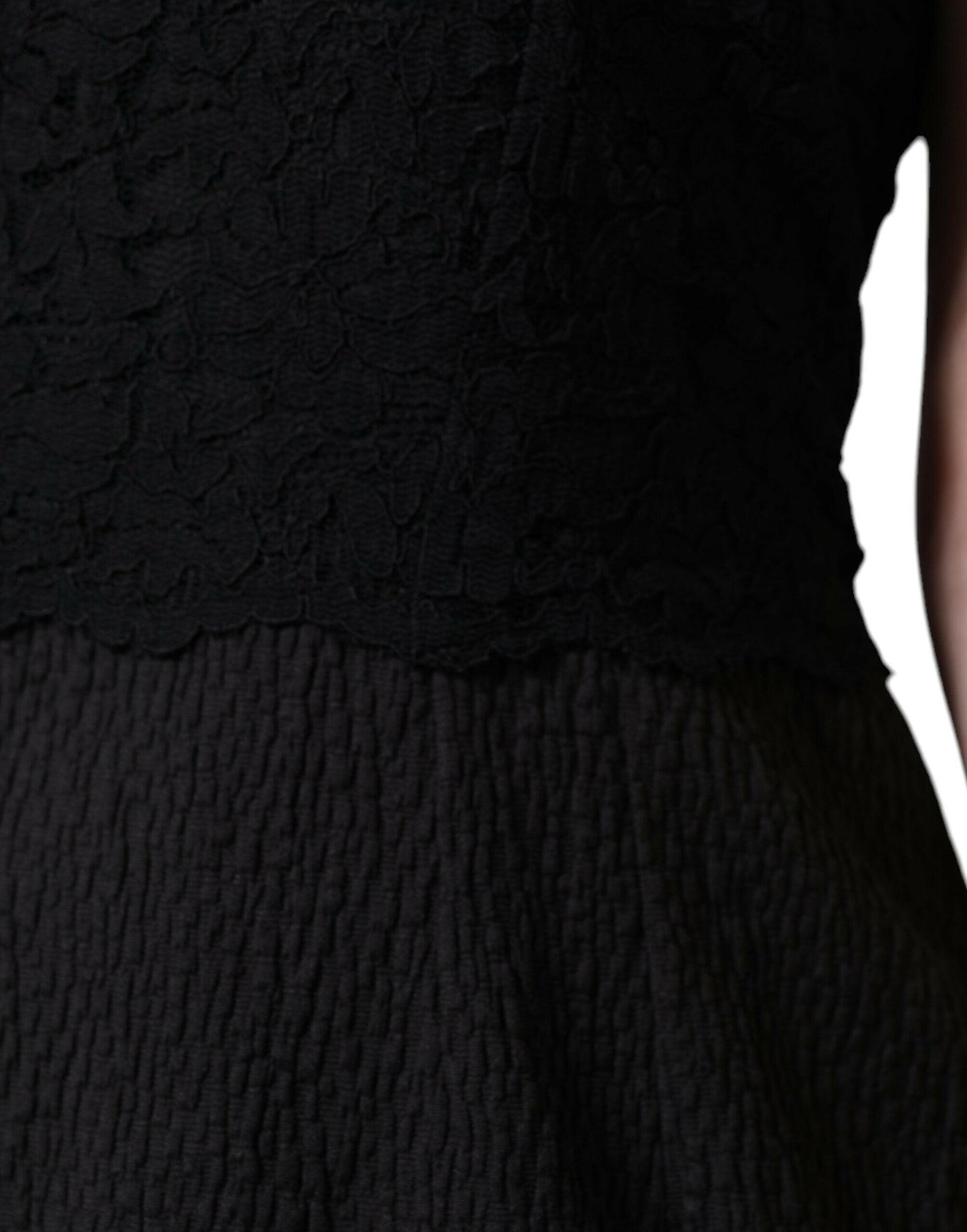 Dolce &amp; Gabbana – Knielanges Etuikleid aus schwarzer Baumwolle