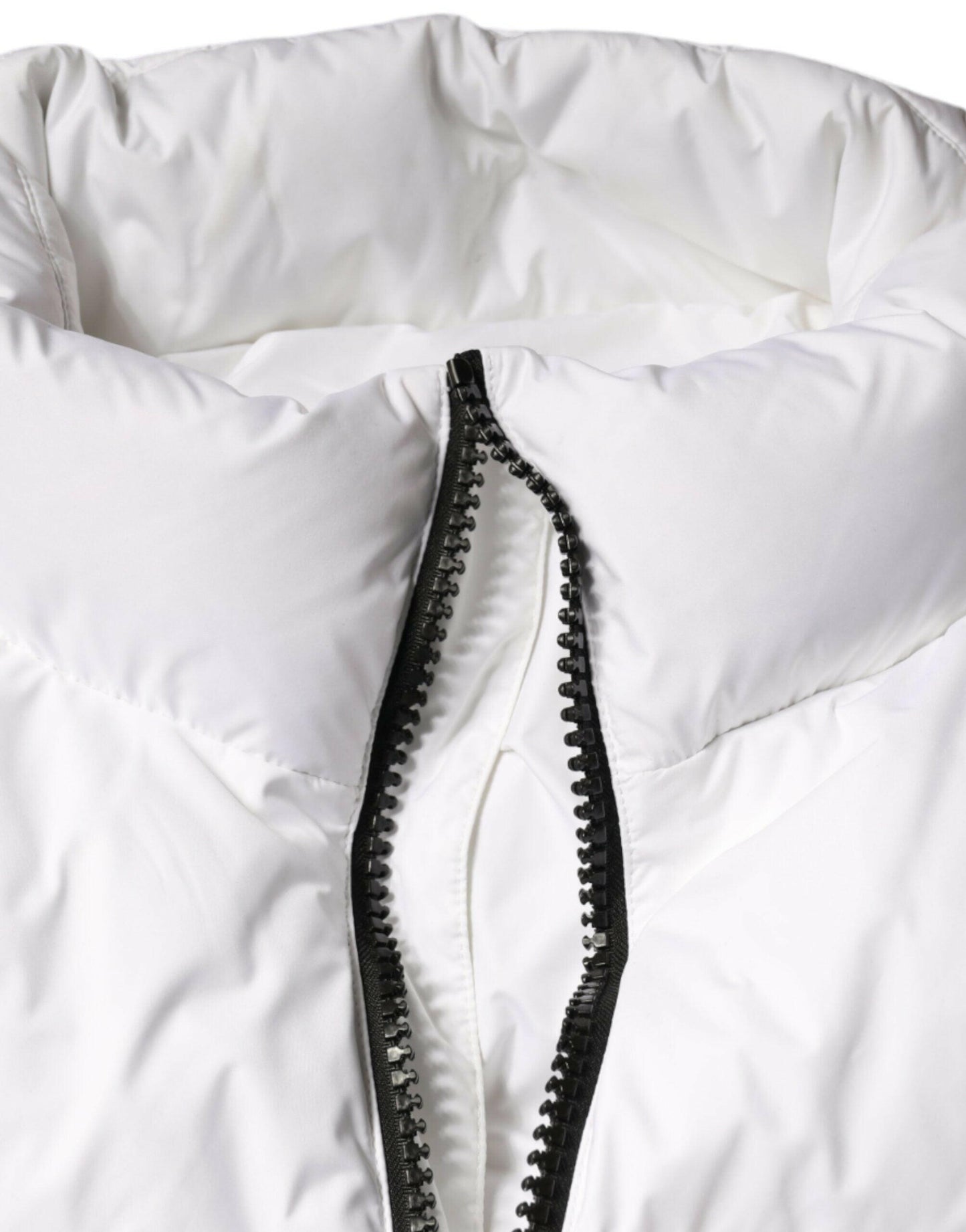 Dolce &amp; Gabbana - Doudoune matelassée blanche à fermeture éclair intégrale