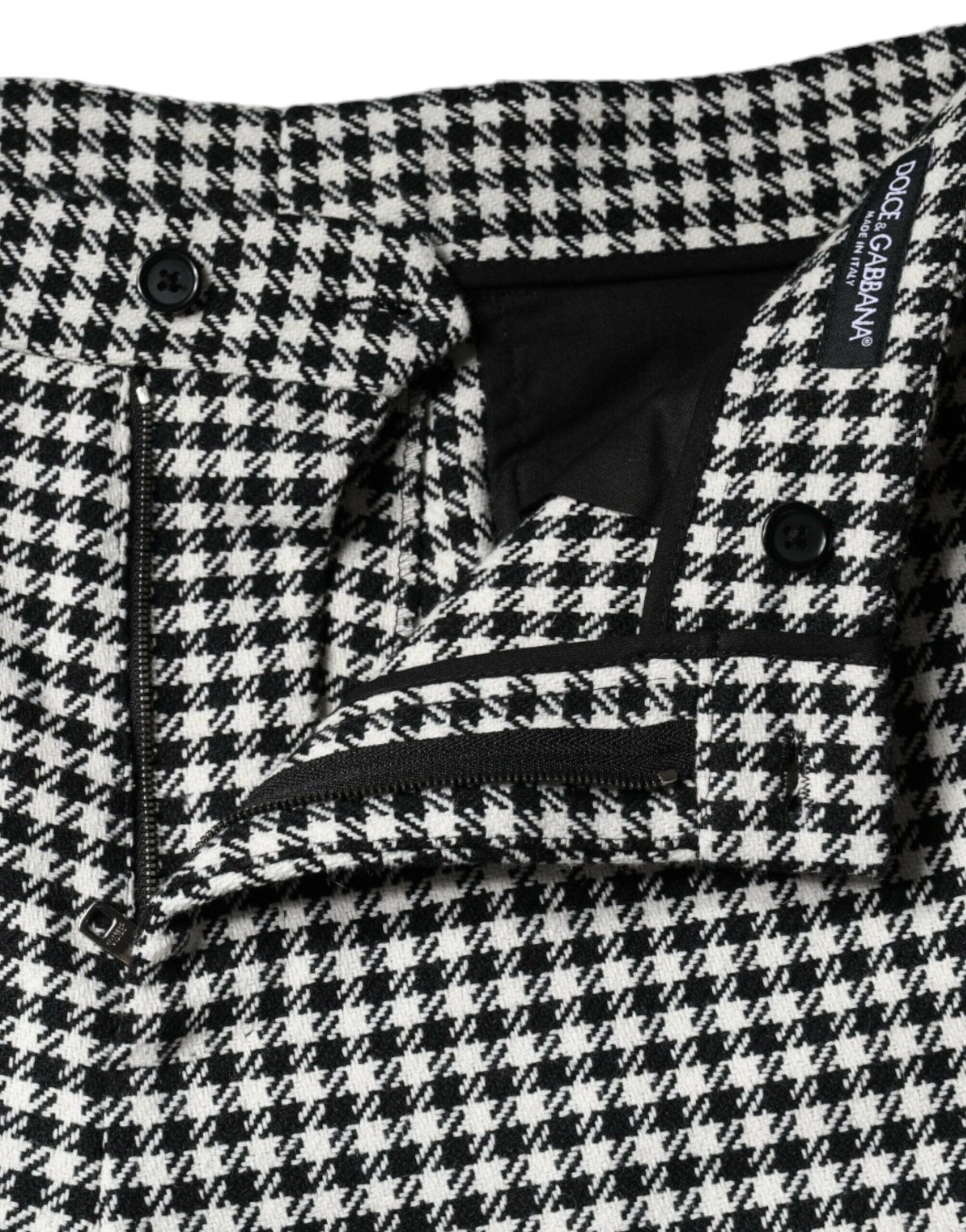 Dolce &amp; Gabbana – Kurze Hose mit weitem Bein und Hahnentrittmuster in Schwarz und Weiß