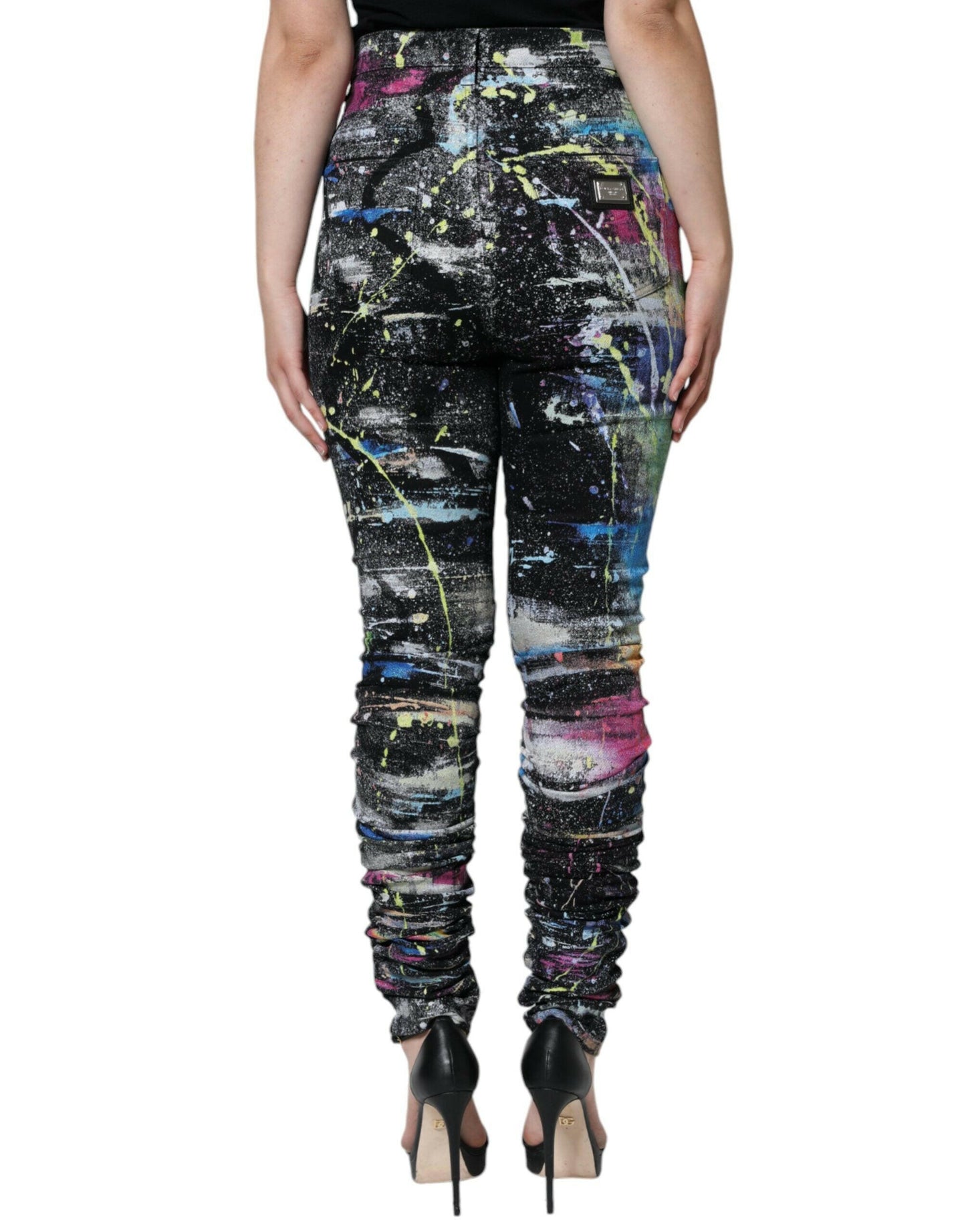 Dolce &amp; Gabbana – Skinny-Jeans aus Baumwolle mit mehrfarbiger Farbspritzerfarbe