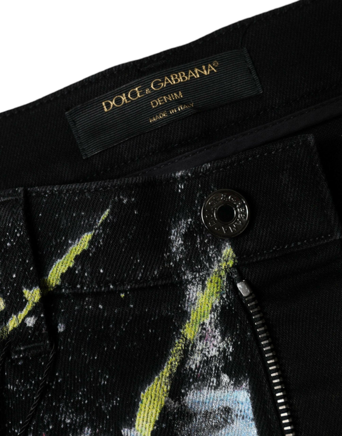 Dolce &amp; Gabbana – Skinny-Jeans aus Baumwolle mit mehrfarbiger Farbspritzerfarbe
