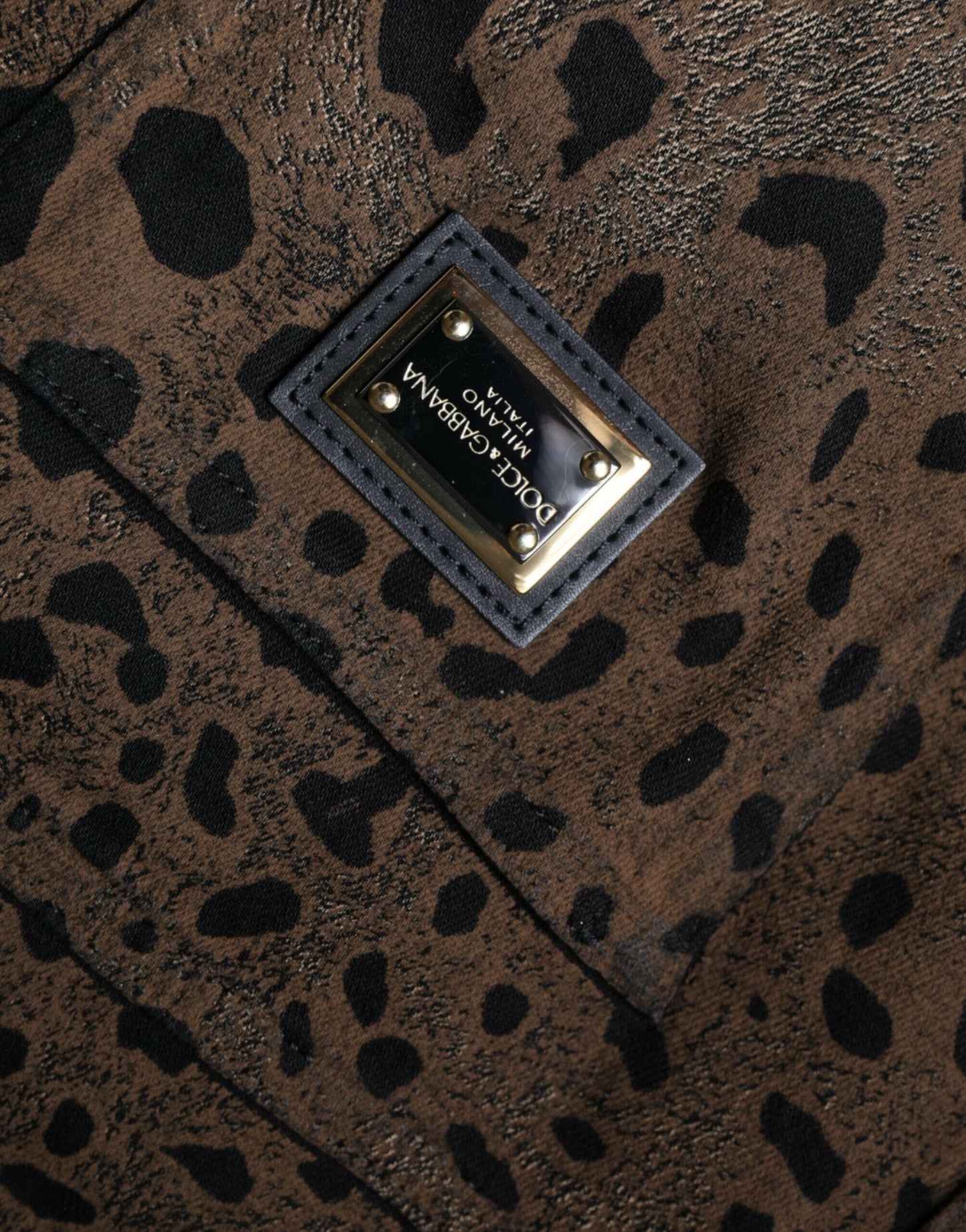 Dolce &amp; Gabbana – Enge Jeans aus Baumwolle mit Leopardenmuster in Braun