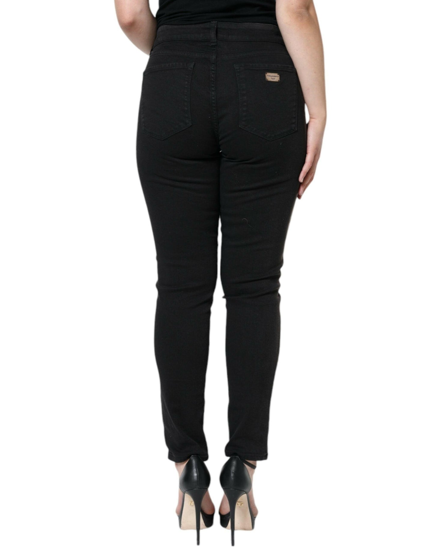 Dolce &amp; Gabbana – Schwarze Skinny-Jeans aus Baumwollstretch