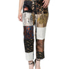Dolce &amp; Gabbana – Mehrfarbige Patchwork-Jacquard-Hose mit hoher Taille