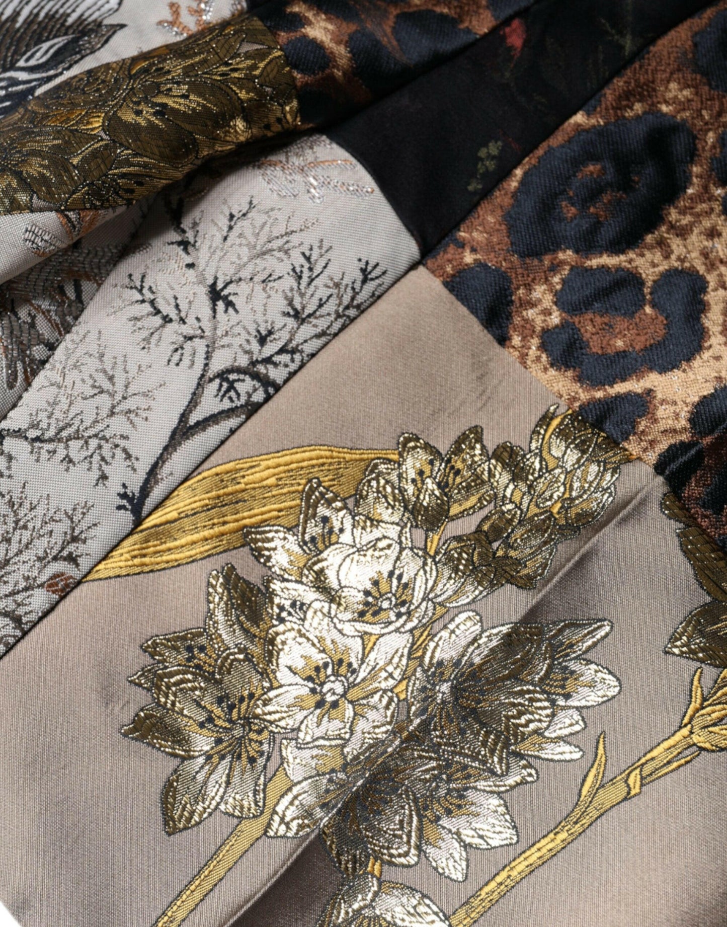 Dolce &amp; Gabbana – Mehrfarbige Patchwork-Jacquard-Hose mit hoher Taille