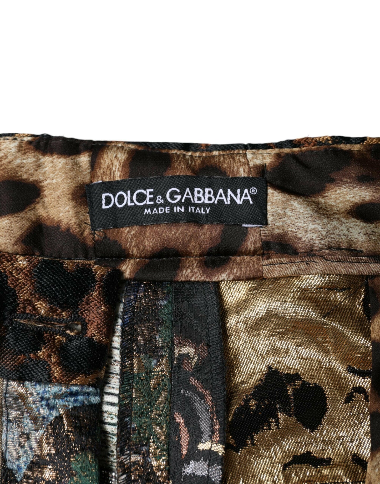 Dolce &amp; Gabbana – Mehrfarbige Patchwork-Jacquard-Hose mit hoher Taille