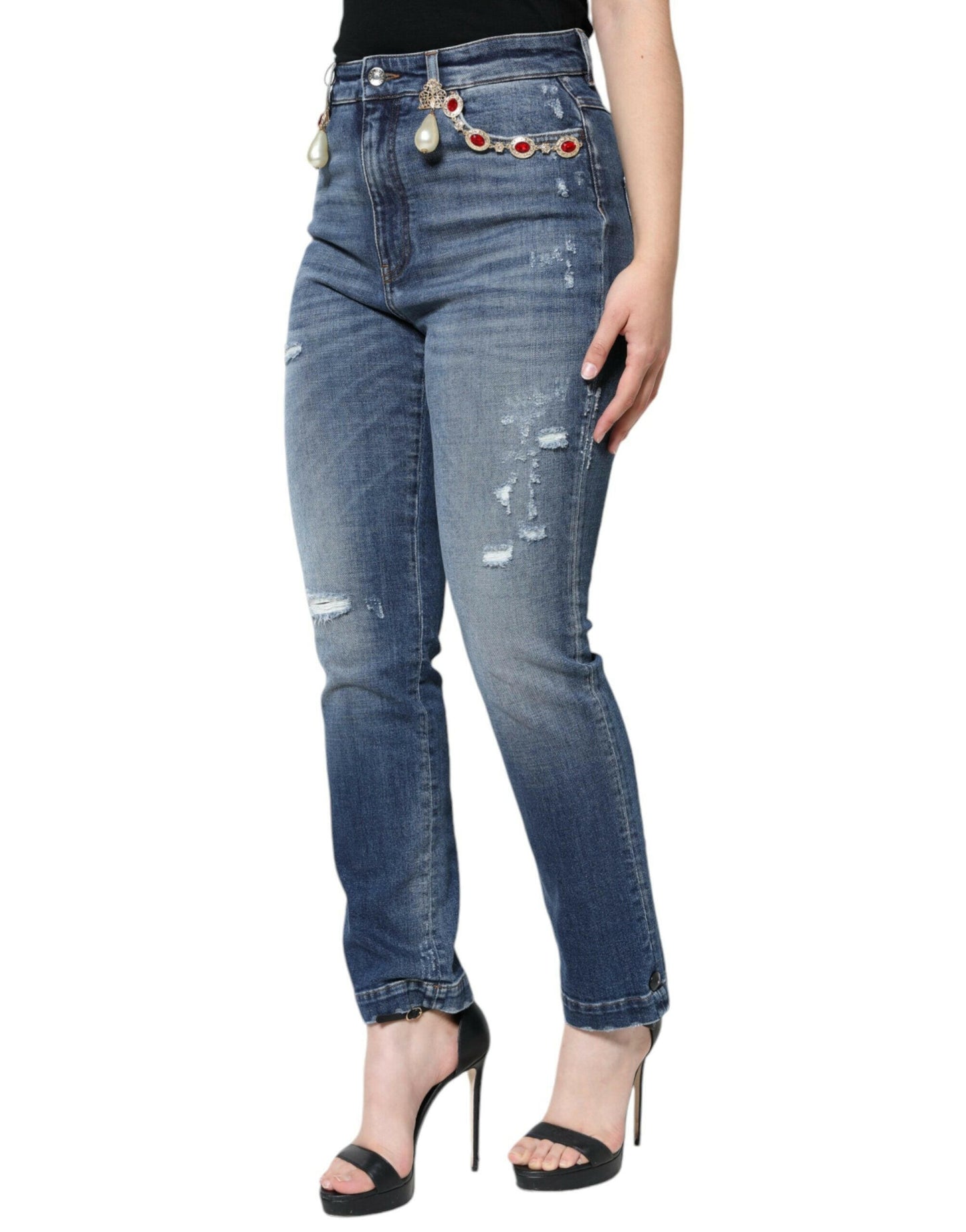 Jean skinny en coton bleu foncé Dolce &amp; Gabbana