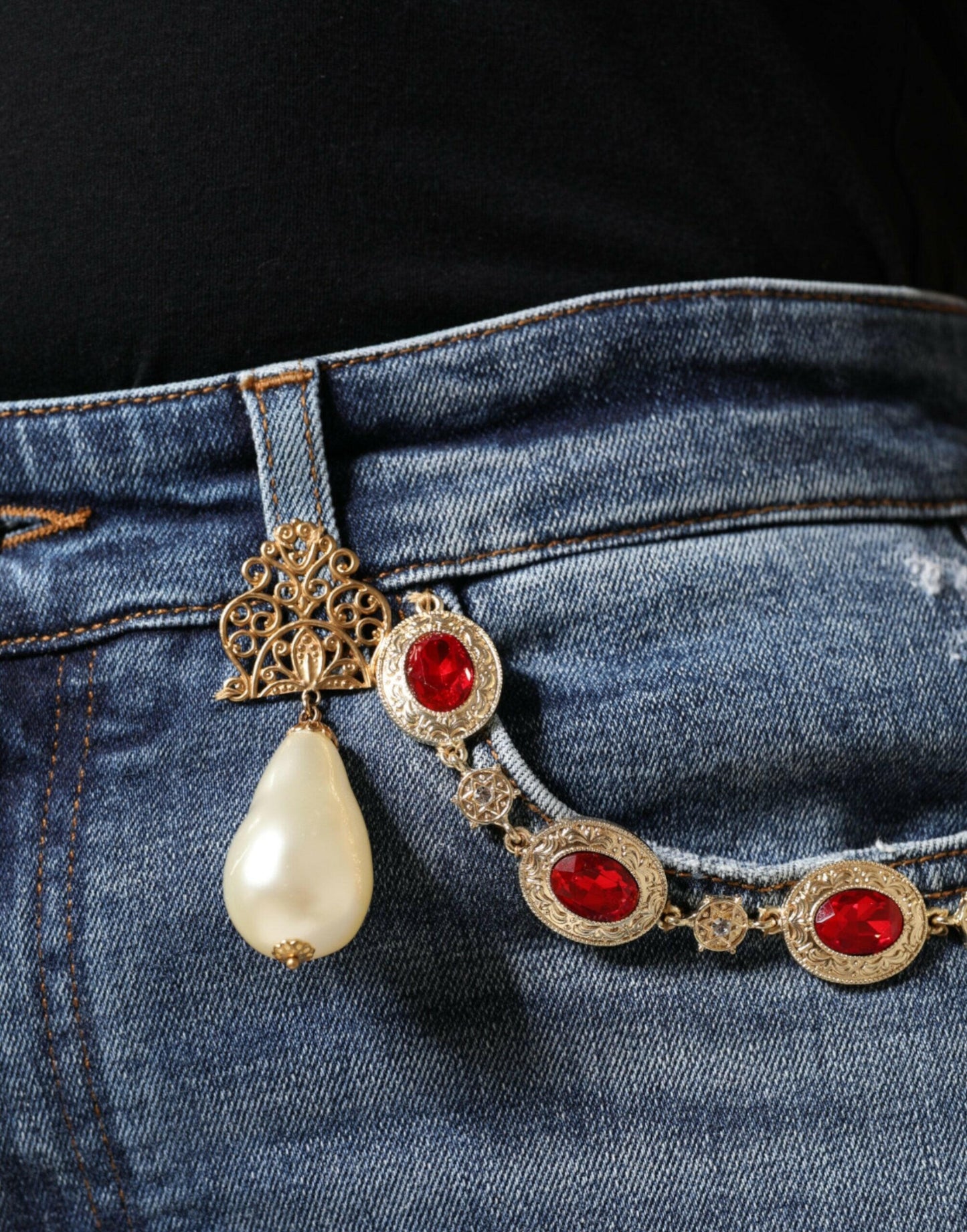 Jean skinny en coton bleu foncé Dolce &amp; Gabbana