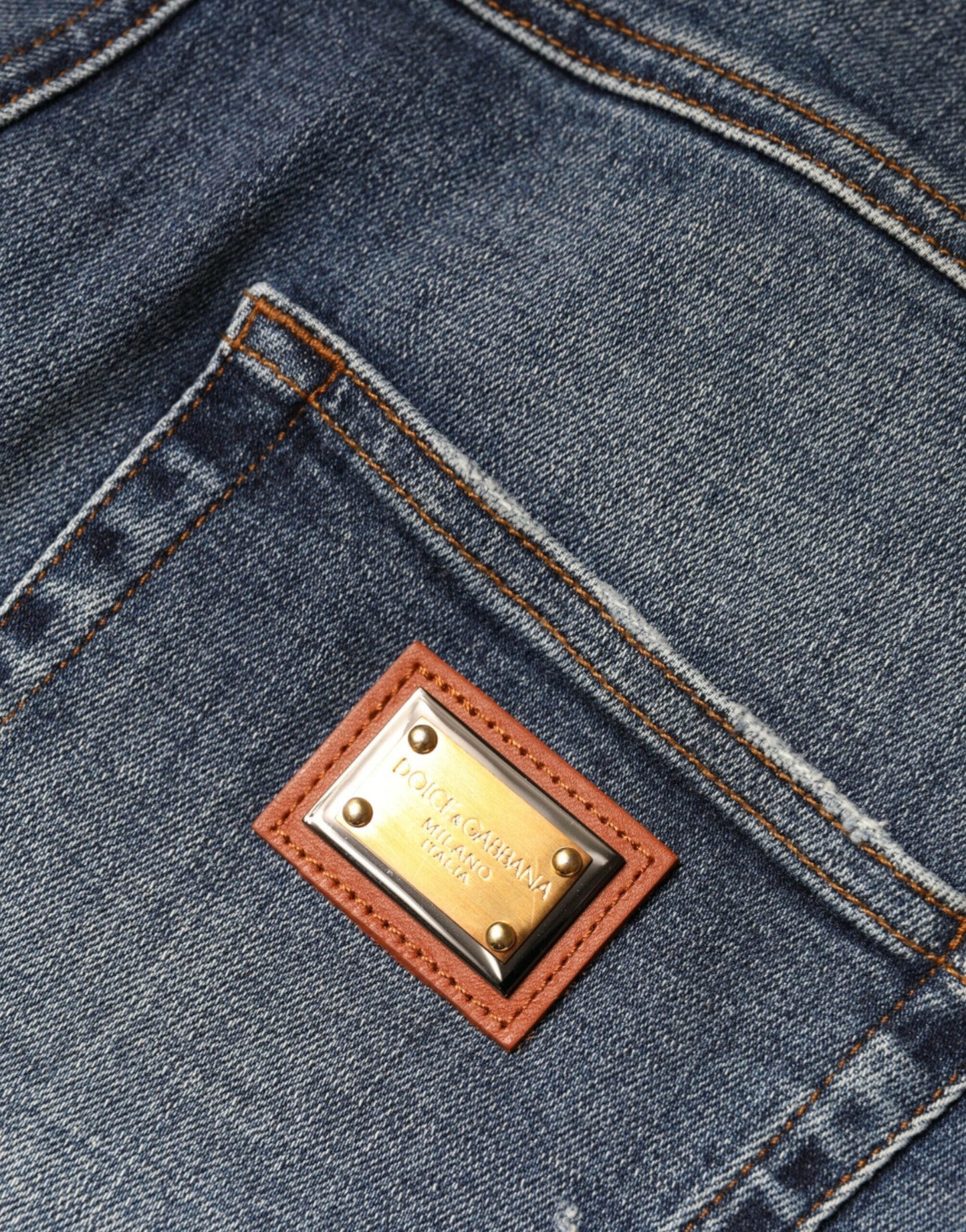 Jean skinny en coton bleu foncé Dolce &amp; Gabbana