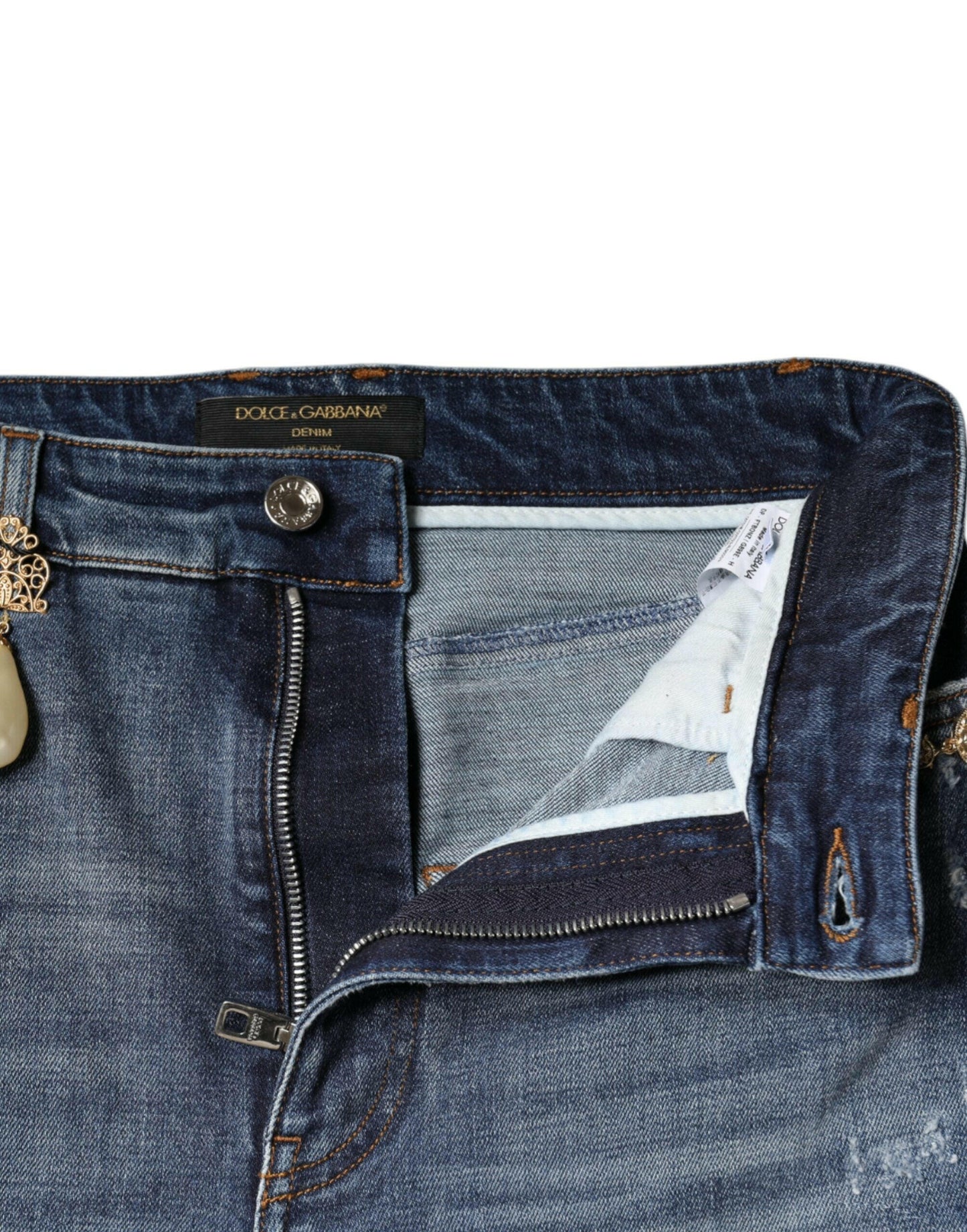 Jean skinny en coton bleu foncé Dolce &amp; Gabbana