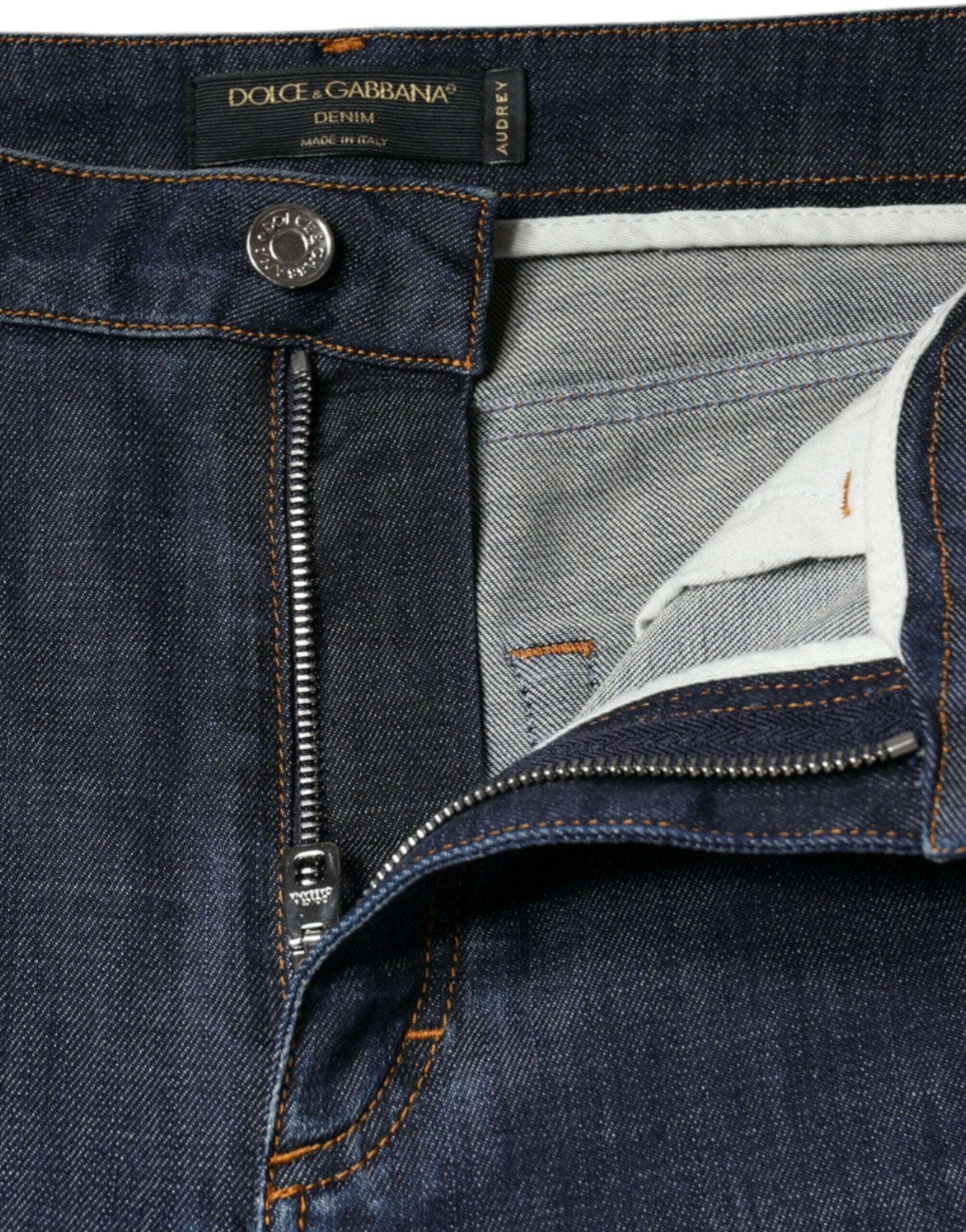 Jean skinny en coton bleu foncé QUEEN de Dolce &amp; Gabbana