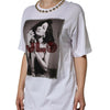 T-shirt imprimé orné de cristaux blancs Dolce &amp; Gabbana