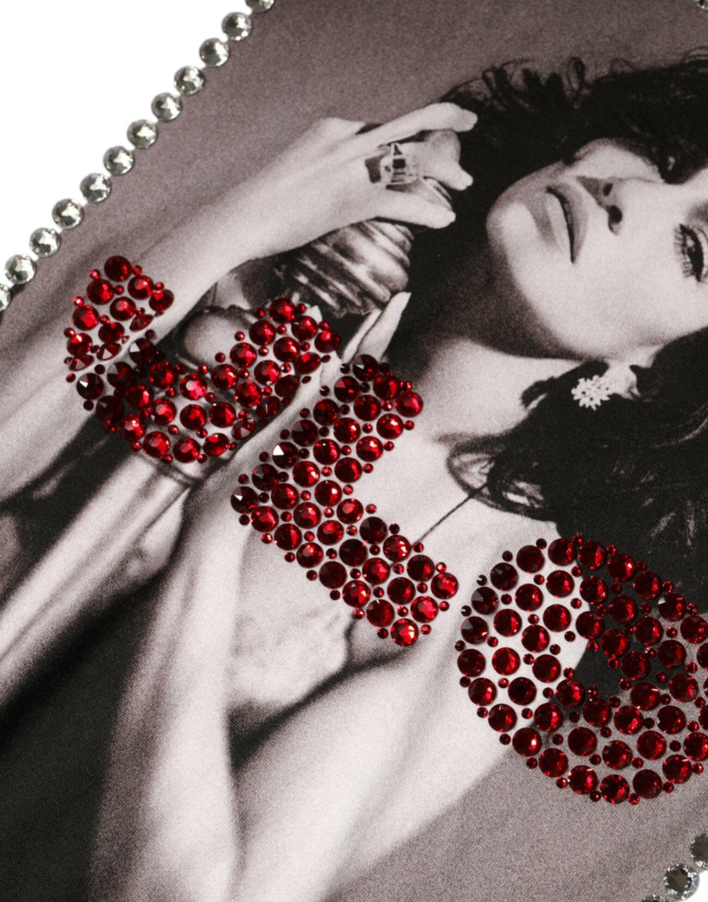 T-shirt imprimé orné de cristaux blancs Dolce &amp; Gabbana