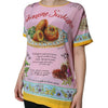Dolce & Gabbana Pink Silk Araneine Siciliana Print Short Sleeves Top