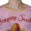 Dolce & Gabbana Pink Silk Araneine Siciliana Print Short Sleeves Top