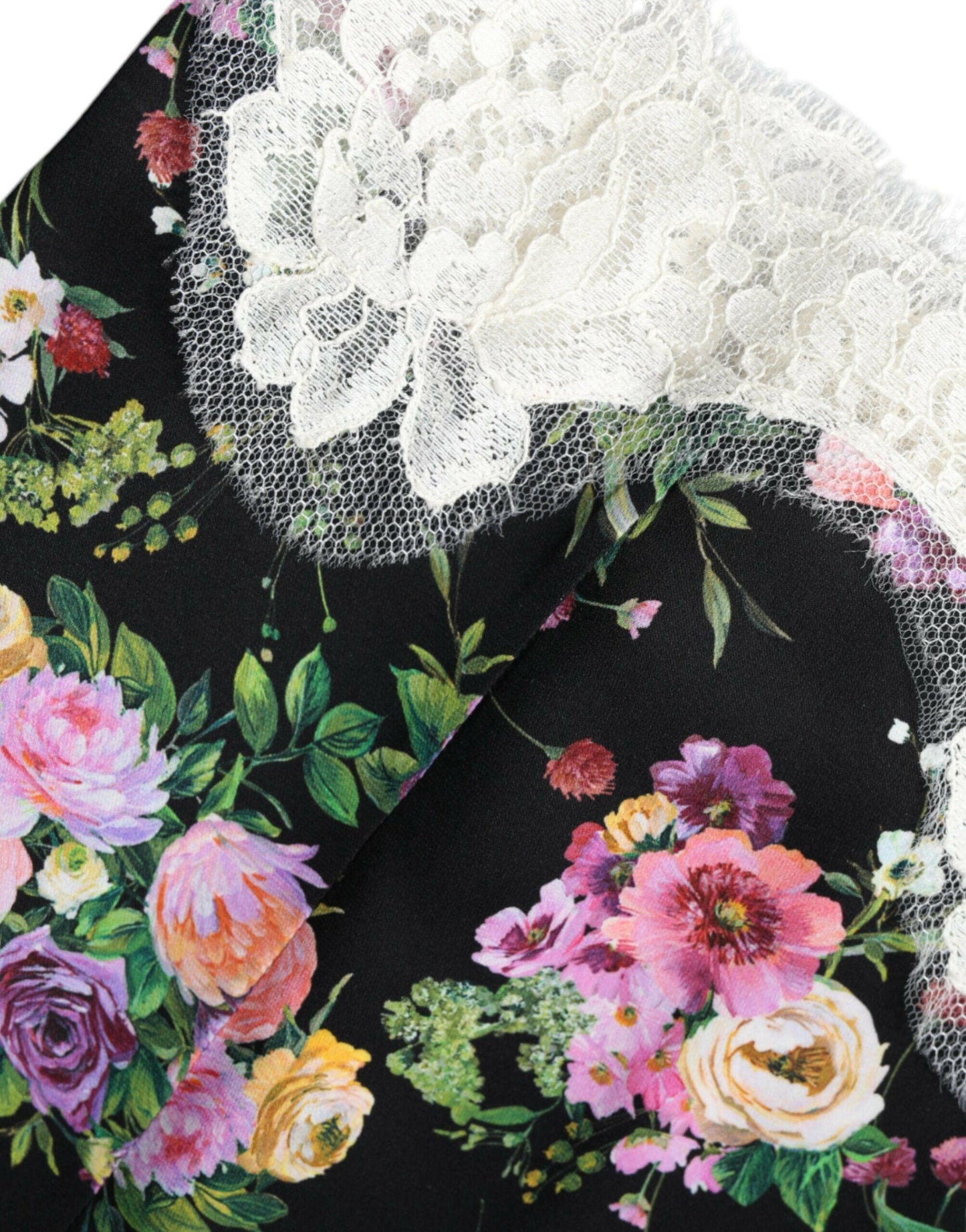 Dolce &amp; Gabbana – Schwarze Bluse mit Blumenspitze und kurzen Ärmeln