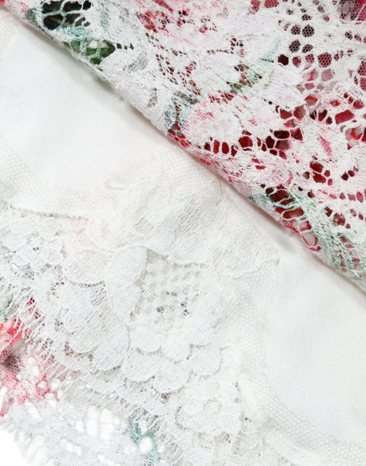 Dolce &amp; Gabbana – Kurzärmliges Blusentop mit weißer Pfingstrosenspitze