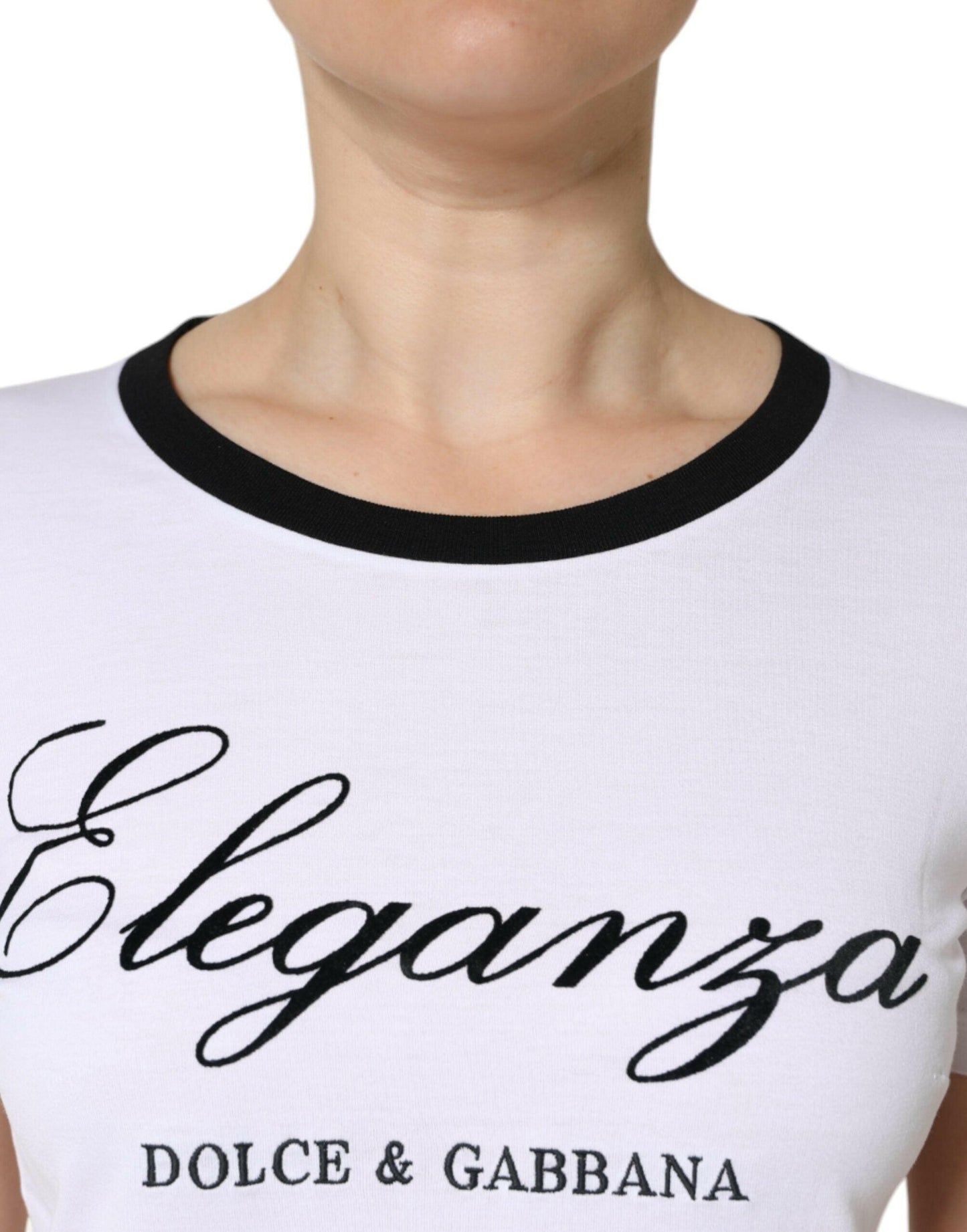 T-shirt à manches courtes en coton imprimé Eleganza blanc Dolce &amp; Gabbana