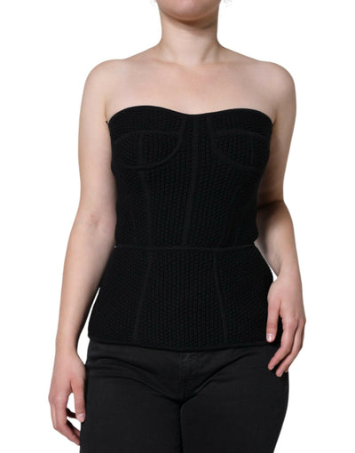 Dolce &amp; Gabbana Schwarzes Bustier-Korsett-Bluse mit ärmellosem Korsett