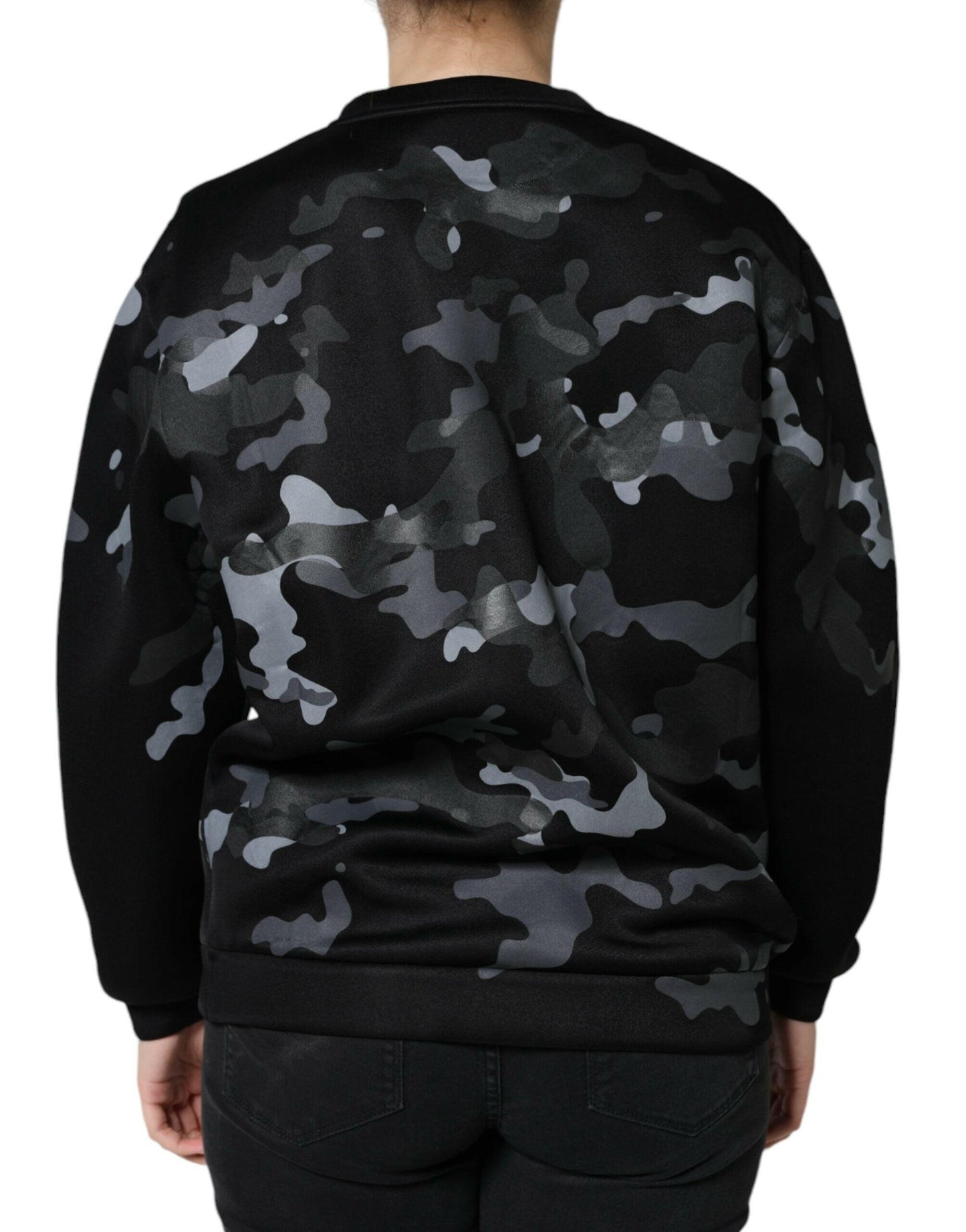 Sweat-shirt à col rond camouflage noir Dolce &amp; Gabbana