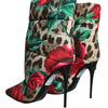 Dolce &amp; Gabbana – Mehrfarbige Stiefel mit Leopardenmuster und Rose-Mittelhohe Stiefel