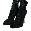 Dolce & Gabbana Black Lace Stretch Heels Mid Calf Boot Shoes