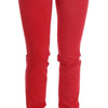 Costume National Red Cotton Stretch Slim Jeans