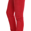Costume National Red Cotton Stretch Slim Jeans