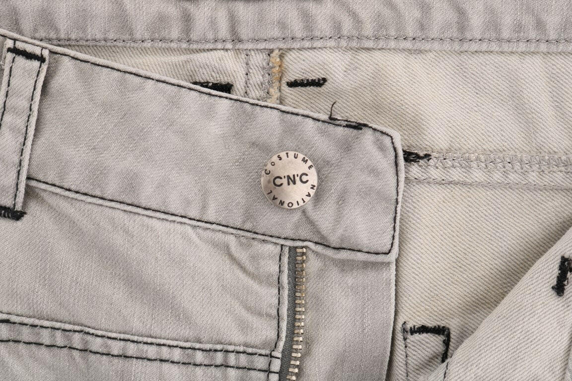 Costume National Gray Wash Cotton Slim Jeans