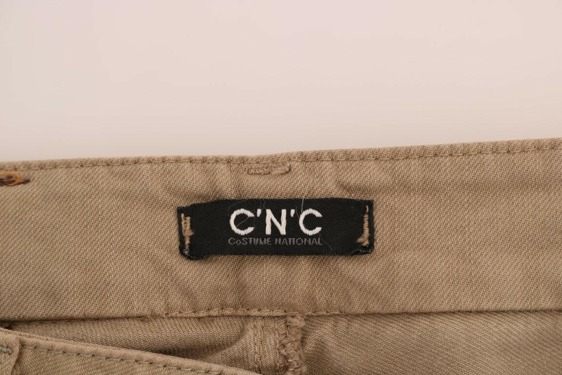Costume National Beige Cotton Stretch Slim Fit Jeans