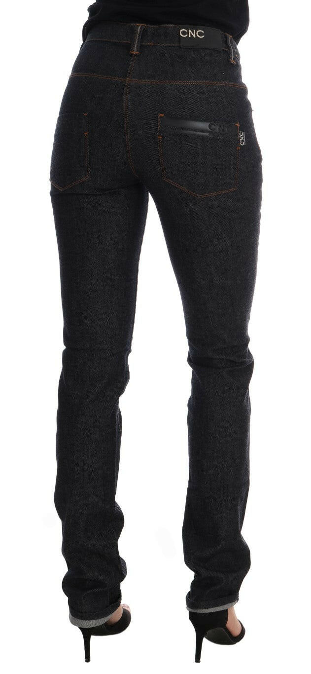 Costume National – Blaue Slim-Fit-Jeans aus Stretch-Baumwolle