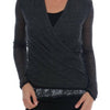 Ermanno Scervino Gray Wool Lace Top Long Sleeved T-shirt