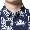 Dolce &amp; Gabbana – Slim Fit-Baumwollhemd mit blauem Kronen-Logo-Print