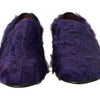 Dolce & Gabbana Purple Sheep Fur Leather Loafers