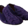 Dolce & Gabbana Purple Sheep Fur Leather Loafers