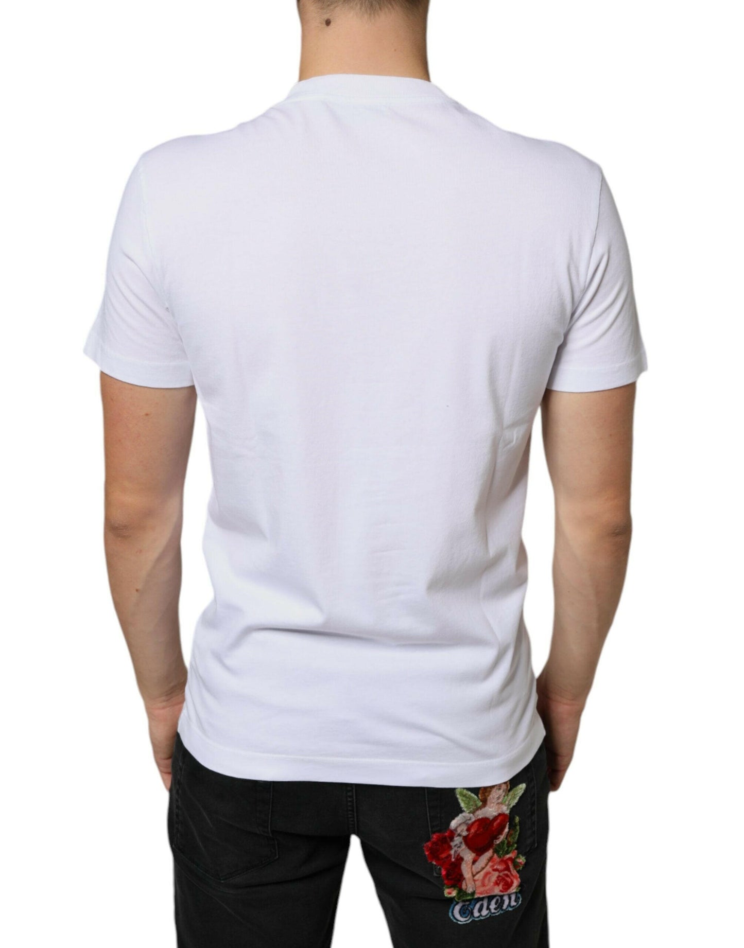 Dolce &amp; Gabbana – Lässiges T-Shirt aus weißer Baumwolle mit DG-Applikation