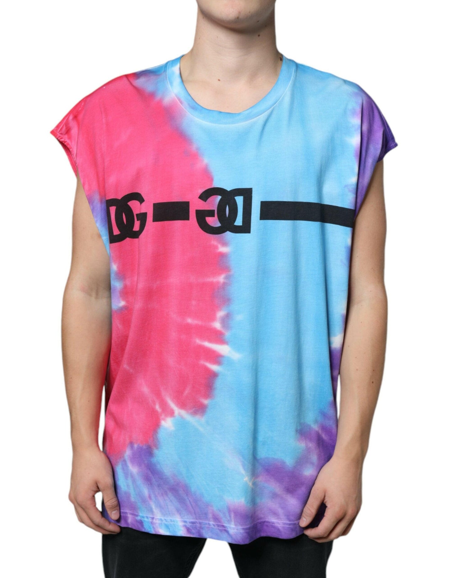 T-shirt sans manches en coton tie-dye multicolore Dolce &amp; Gabbana