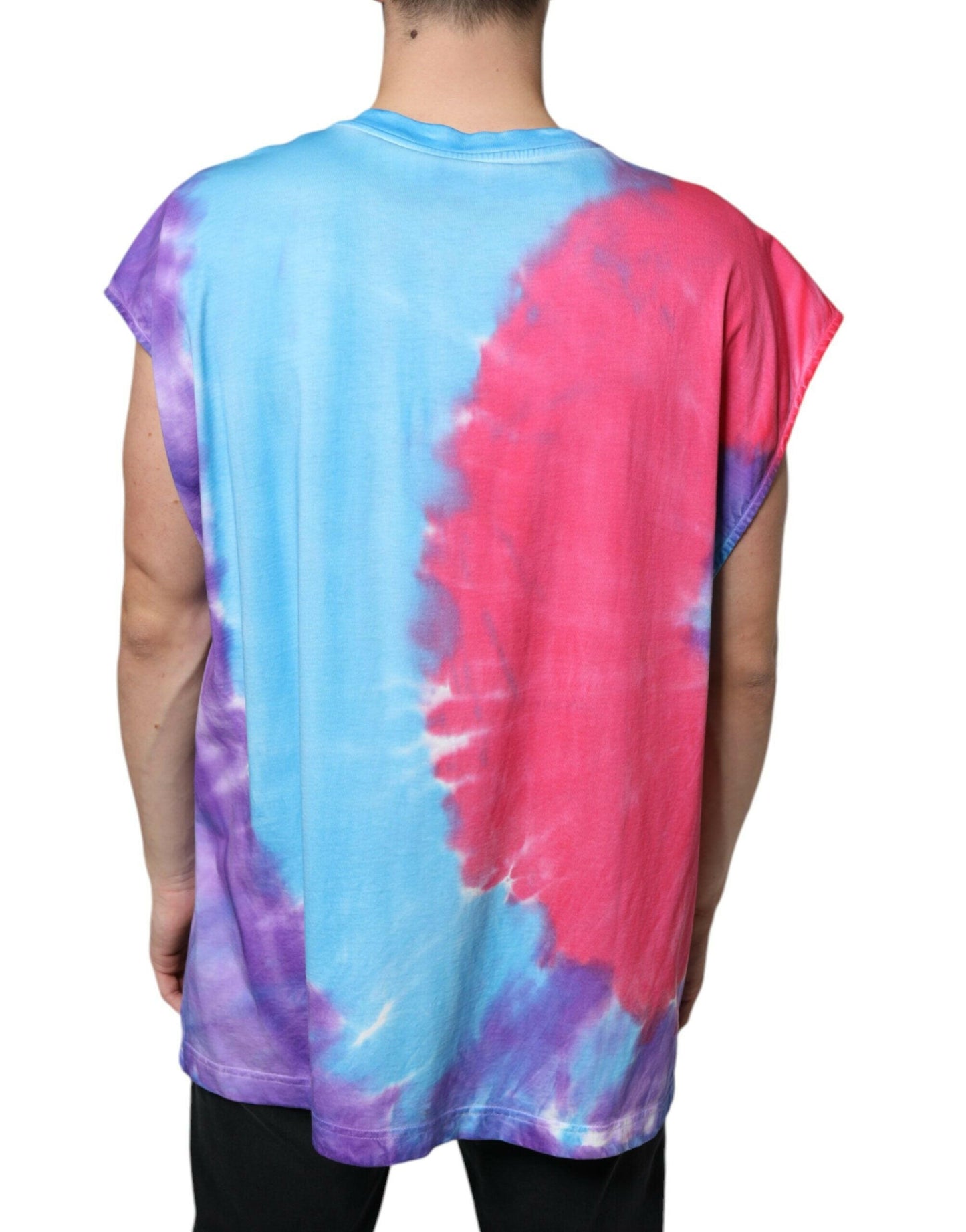T-shirt sans manches en coton tie-dye multicolore Dolce &amp; Gabbana