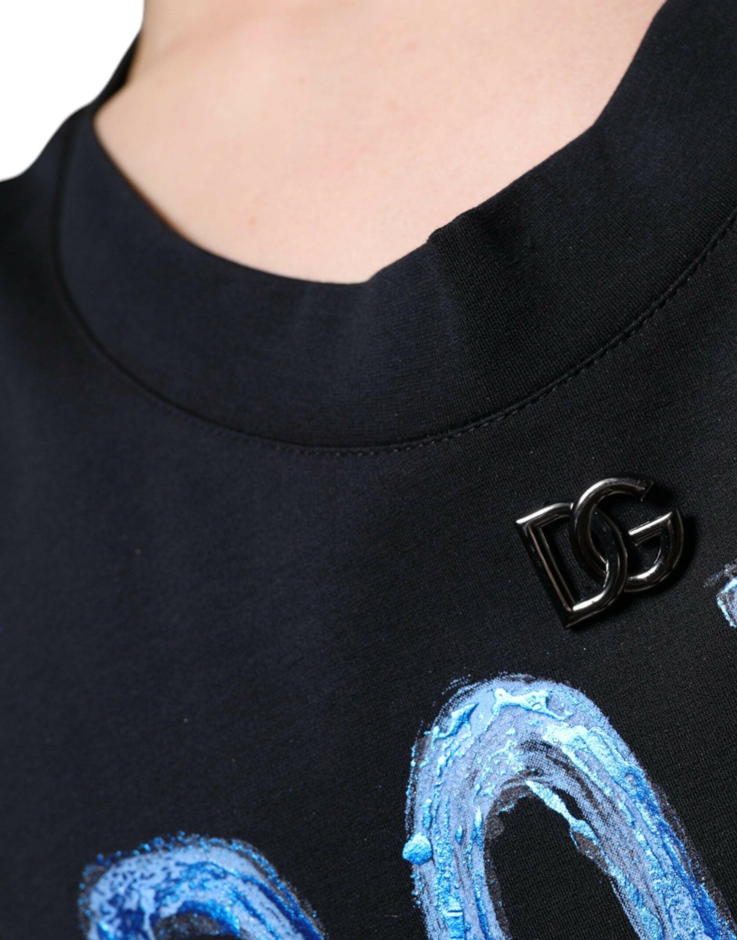 Dolce &amp; Gabbana Schwarzes ärmelloses T-Shirt „Born To Be Free“ aus Baumwolle