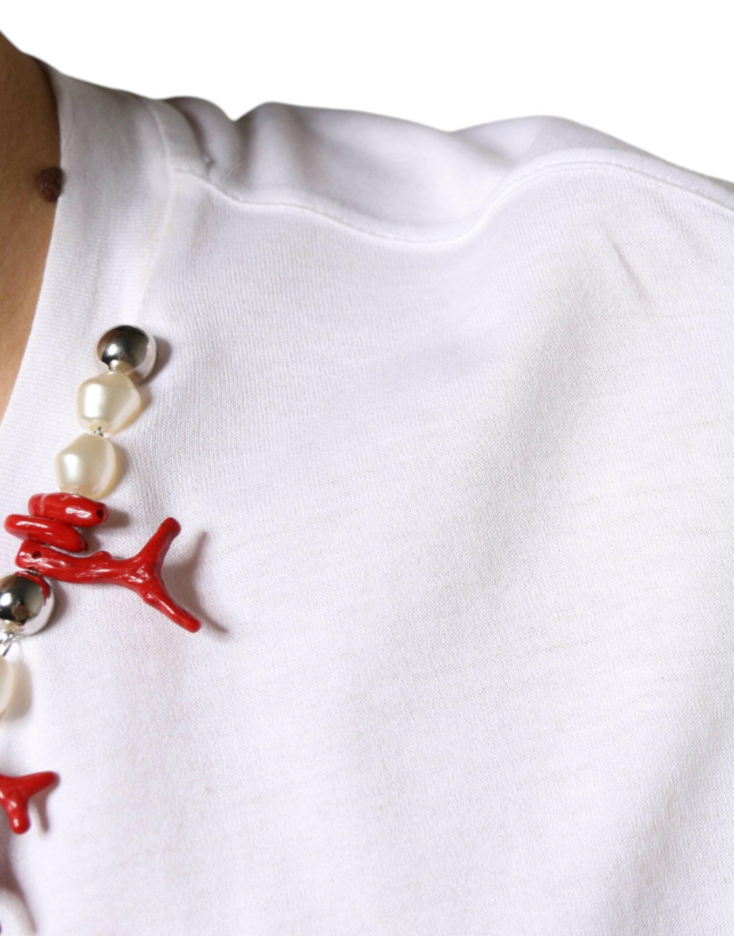 T-shirt en coton blanc orné d'un collier Dolce &amp; Gabbana