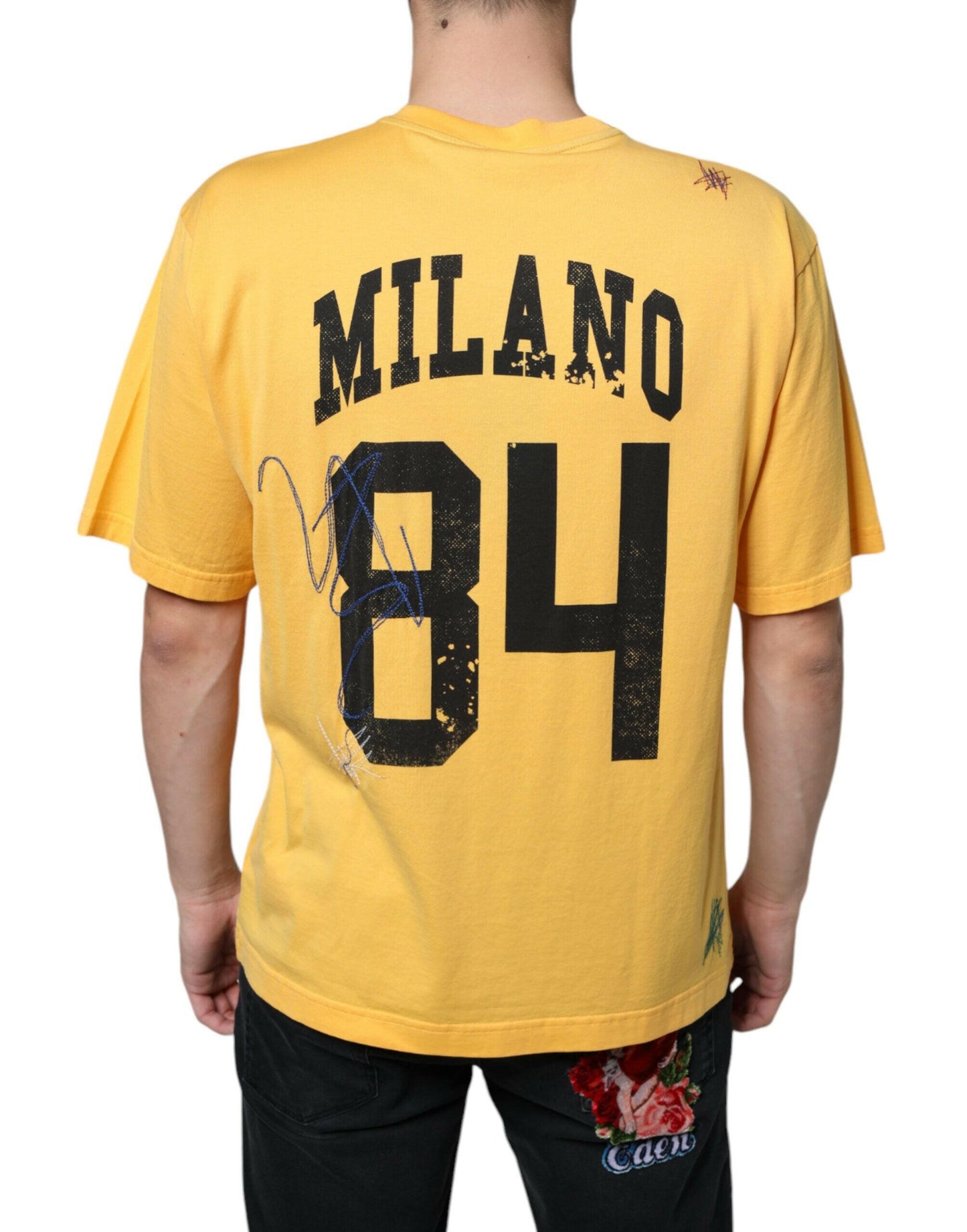 Dolce & Gabbana Yellow Secret Graden Floral Cotton Crew Neck T-shirt