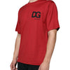 T-shirt ras du cou en coton rouge Dolce &amp; Gabbana avec logo DG imprimé