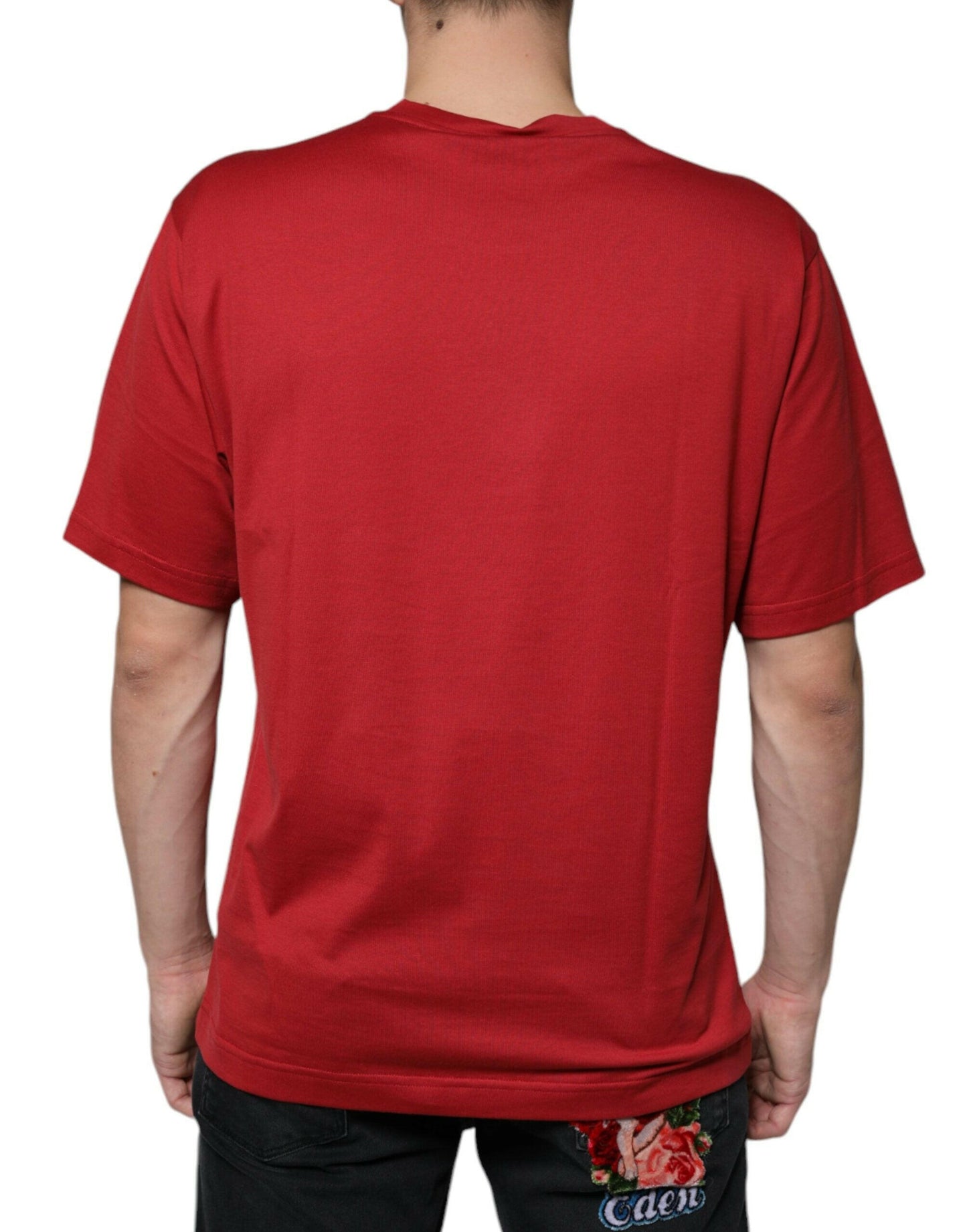 T-shirt ras du cou en coton rouge Dolce &amp; Gabbana avec logo DG imprimé