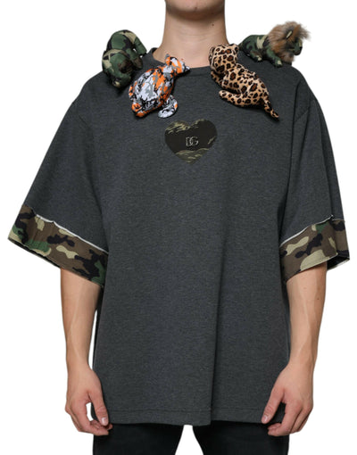 T-shirt en coton gris camouflage Animal Stuff de Dolce &amp; Gabbana