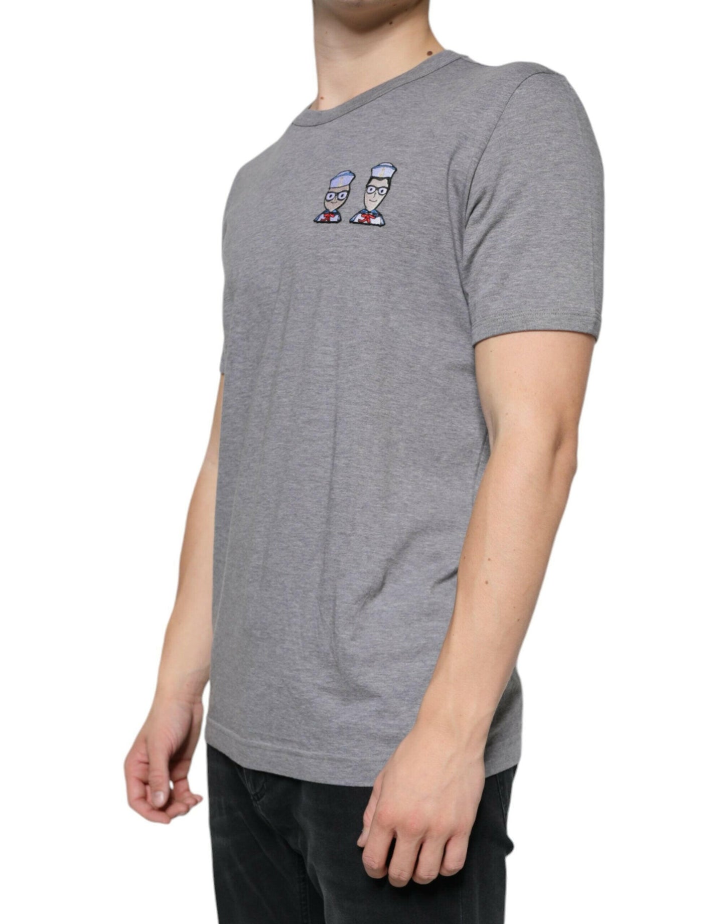 Dolce &amp; Gabbana Graues Baumwoll-T-Shirt #DGFamily mit kurzen Ärmeln