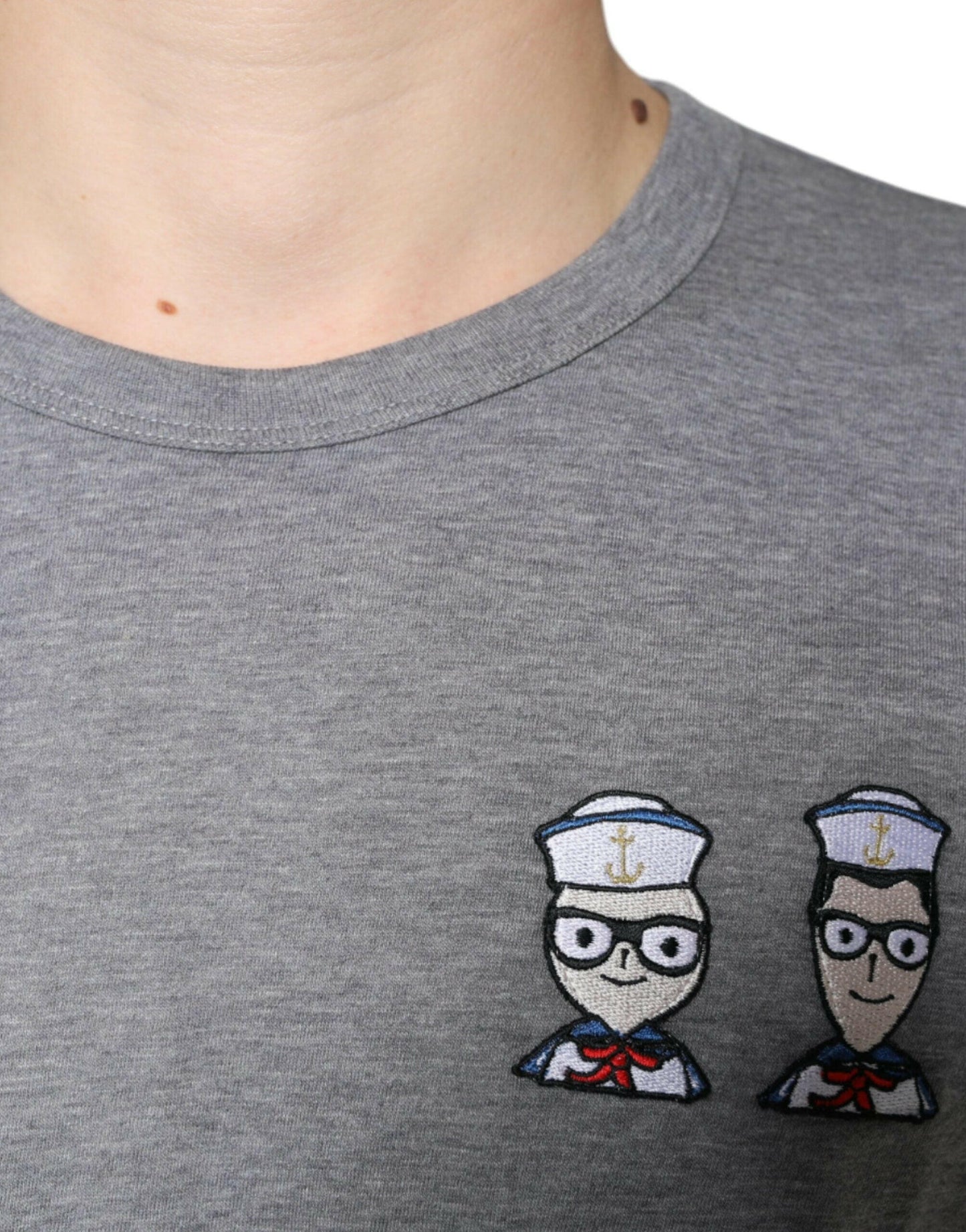 Dolce &amp; Gabbana Graues Baumwoll-T-Shirt #DGFamily mit kurzen Ärmeln