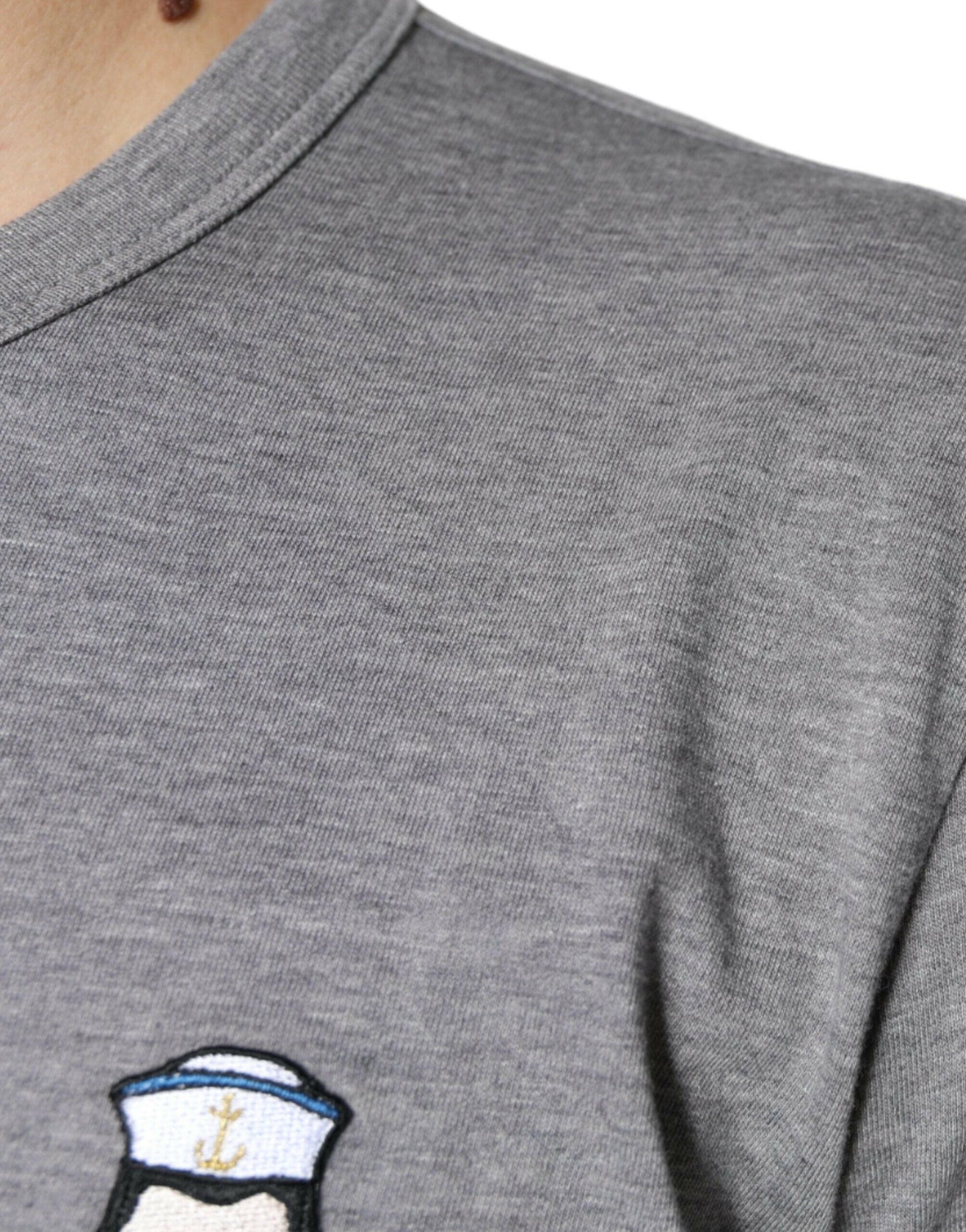 Dolce &amp; Gabbana Graues Baumwoll-T-Shirt #DGFamily mit kurzen Ärmeln