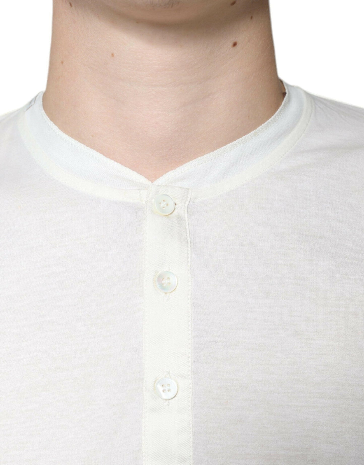 Dolce &amp; Gabbana – Kurzärmliges T-Shirt aus cremeweißer Baumwolle