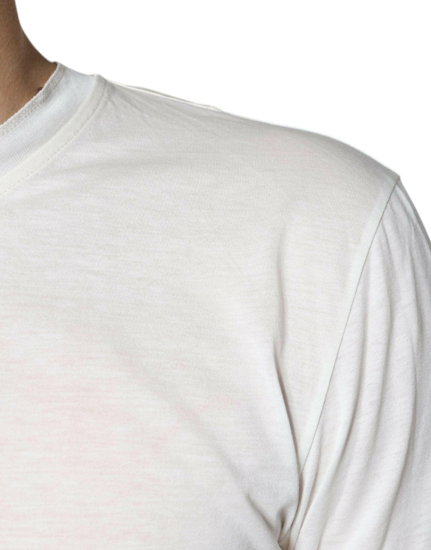 Dolce &amp; Gabbana – Kurzärmliges T-Shirt aus cremeweißer Baumwolle